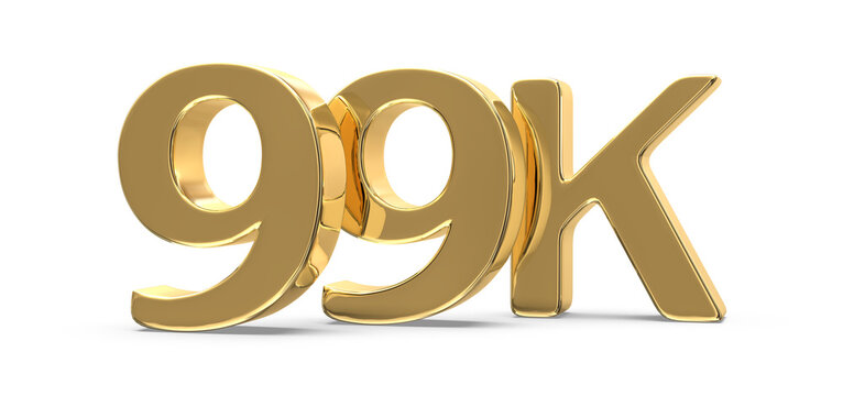 Number 99k Follow Gold 3D Render