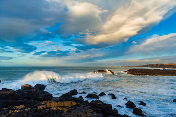 Obraz premium Winter storm off the coast of Iceland.
