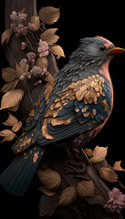 Golden bird in the wood