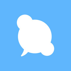 White speech bubbles vector element on blue background, Text balloon, Vector icon.