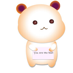 Fototapeta premium A Teddy bear is holding sight of the word “you are the best “