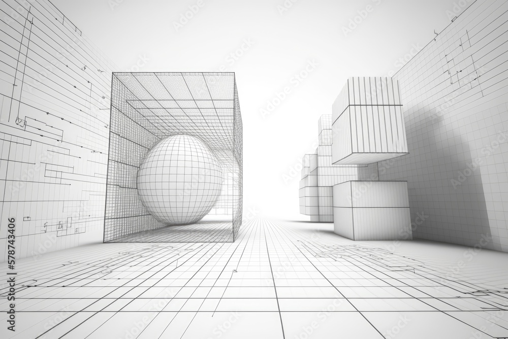 Poster wireframe of the tech landscape perspective grid in space. internet realm. it's mesh, and it's on a 