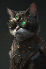 futuristic technological scientific cat