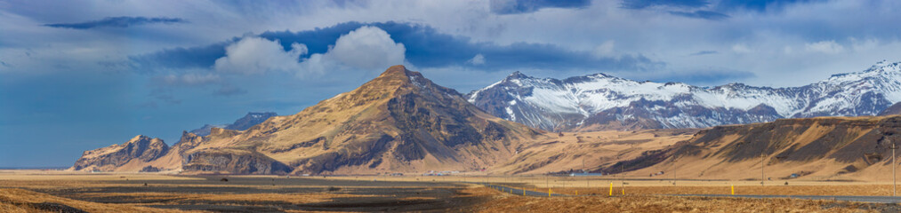 Picturesque views along the road along the coast of Iceland.