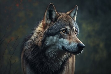 Naklejka na ściany i meble gray wolf portrait up close