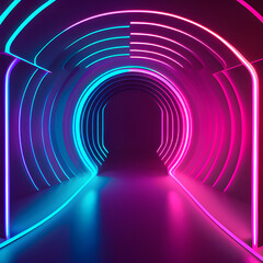 abstract tunnel with light neon background