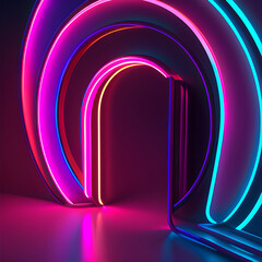glowing sign door neon lights background
