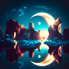 alien planet earth moom landscape sky sunrise 