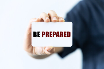 Be prepared text on blank card