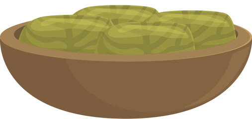 Dolma bowl icon cartoon vector. Food cuisine. Leaf dinner