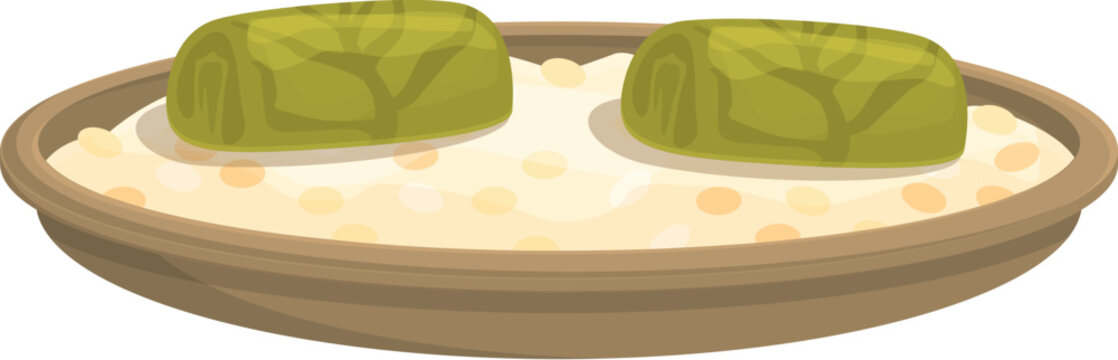 Dolma leaf icon cartoon vector. Dinner food. Green menu