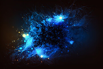 Obraz na płótnie Canvas Particles glowing in the abstract blue background. Space and stars wallpaper. Abstract blue space. 