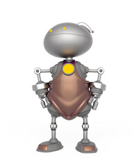 mini bot is doing a super hero pose