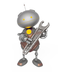 mini bot is holding a wrench front view