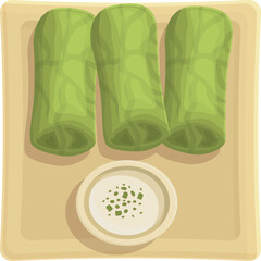 Meat dolma icon cartoon vector. Leaf food. Cooking diet
