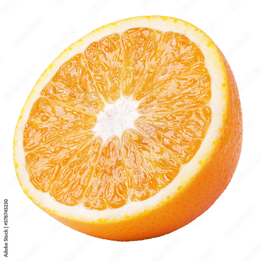 Wall mural Half of orange citrus fruit isolated on white transparent background. Full depth of field. - Wall murals