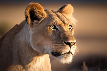 Fototapeta na wymiar portrait of a lioness - Created with generative ai
