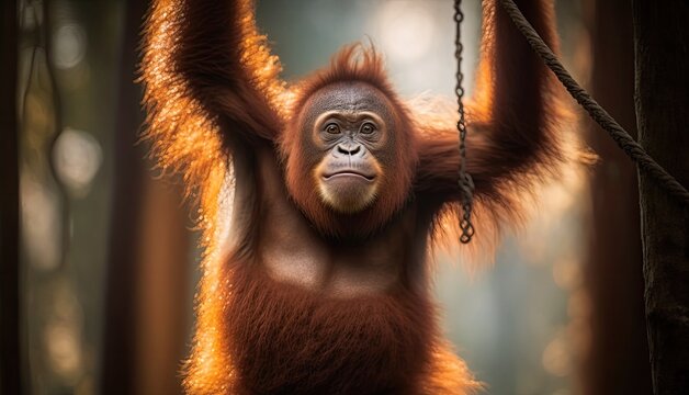Illustration of a monkey - Orangutang - Created with Generative ai
