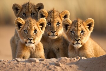 Obraz premium Illustration of young lion - cubs - Created with generative ai