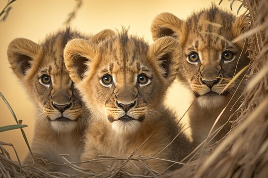 Illustration of young lion - cubs - Created with generative ai