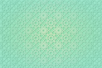 Arabic Islamic geometric pattern background with 3D view