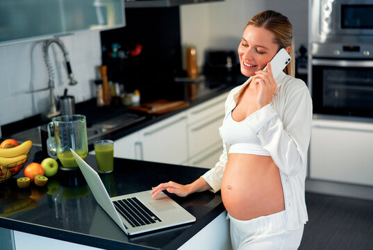 Pregnant woman at home