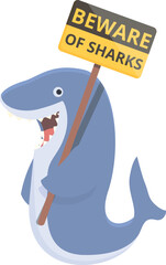 Beware fish icon cartoon vector. Danger shark. Caution zone