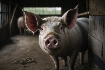 Pig at pig farm. AI Generation