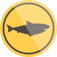 Shark sign icon cartoon vector. Beware danger. Closed zone