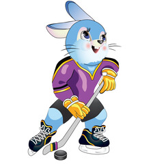 Rabbit plays hockey