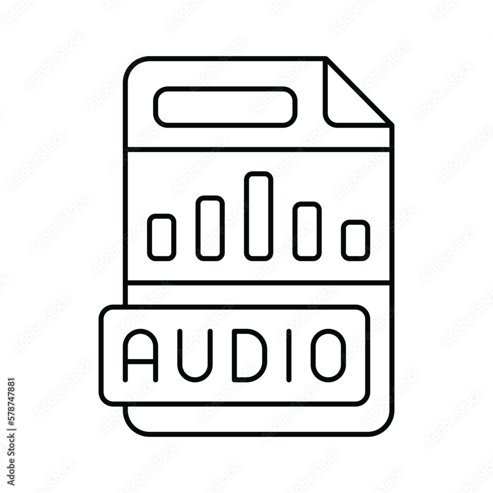 Poster audio file format document line icon vector illustration