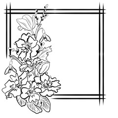 drawing frame with spring flowers