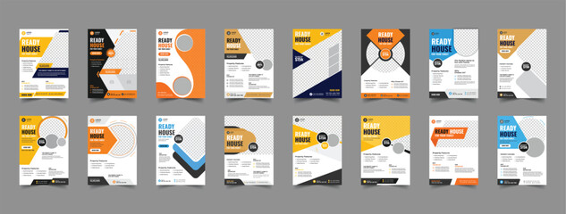 16 real estate flyer design bundle, Corporate home flyer template for sale, real estate agent flier, property sale flyer, clean realtor flyer design bundle for print, home sale flyer, flyer for rent