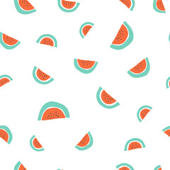 Seamless pattern with hand drawn juicy watermelons