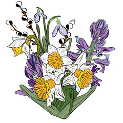 drawing of a bouquet of spring flowers