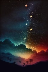 Fototapeta na wymiar Beautiful night sky vertical background, generative ai