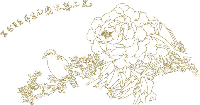 sketch vector illustration of chinese painting art of flowers and birds