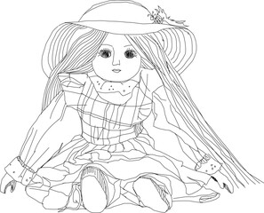 sketch vector illustration of mystery horror child doll