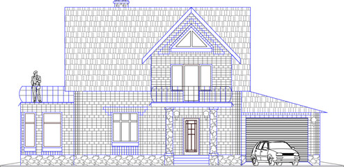 Fototapeta premium sketch vector illustration of small family house