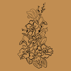 Spring flowers vertical composition retro