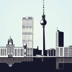 Berlin Germany City Skyline With Tv Tower And Skyline Illustration © Knut Hebstreit