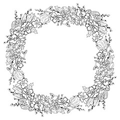 Wreath, round frame of spring flowers