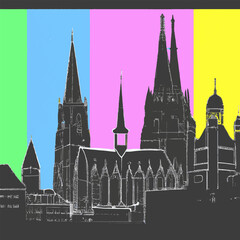 Icon Of Cologne, Germany Skyline Illustration