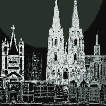 Cologne, Germany City Skyline With Church Illustration