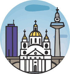 Fototapeta premium Belgrade, Serbia Buildings Illustration