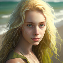 Young Girl in the Beach