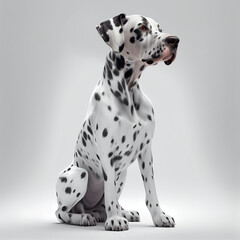 Dalmatian portrait. Realistic illustration of dog isolated on white background. Dog breeds