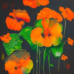 seamless background with poppies Handmade Digital Art with Colorful Oil Painting Style 