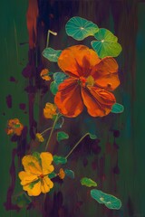 floral background Handmade Digital Art with Colorful Oil Painting Style 