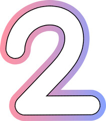 cute gradient pink and blue hand drawn number
